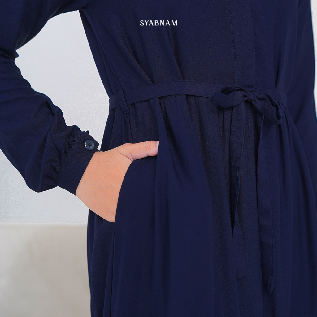 Luna Dress - Atasan Tunik Midi Dress - Navy | Syabnam Official