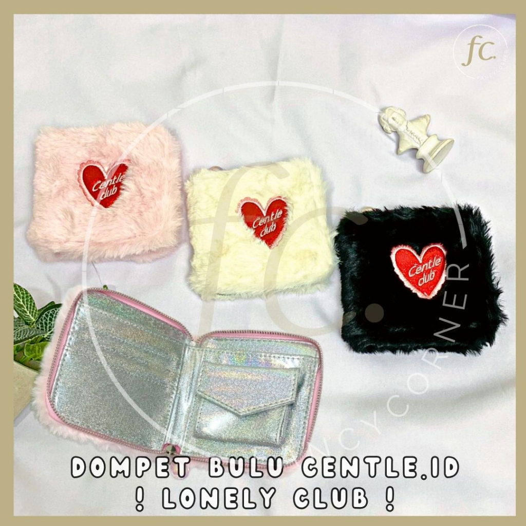 Dompet Persegi Lipat Wanita Mini / Woman Purse Lonely Centle Hitam Putih Pink Love Kain Bulu Rainbow