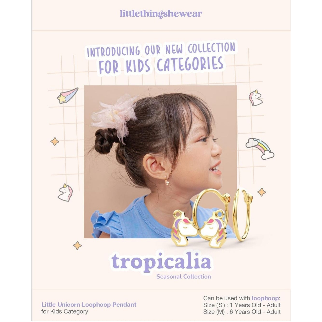 LITTLETHINGSHEWEAR UNICORN HOOPEND EARRING