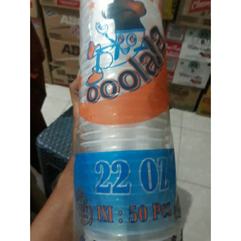 Cup Gelas Plastik Datar Ooolala 22 Oz Isi 50 Pcs