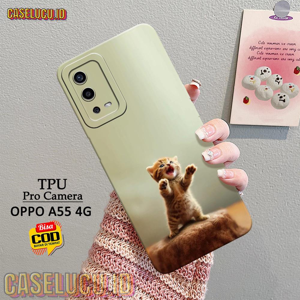 Casing Hp Oppo A55 4G Terbaru - Fashion Case Kucing - Case Oppo A55 4G - Soft Case Hp Oppo A55 4G - 