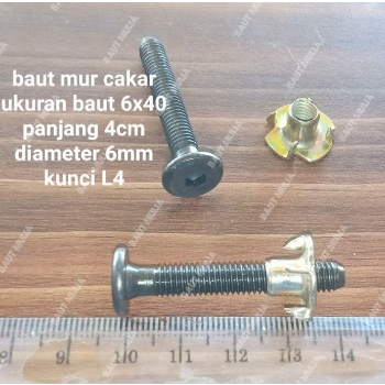 Baut Cakar Baud speaker plus mur cakar 4cm m6 baut speaker pada box ready stock