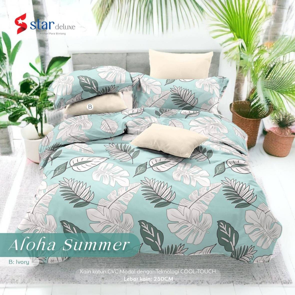 Linora / Bedcover Set Motif Aloha Peach Dan Tosca Bahan Katun Premium Quality Bedcover Sprei