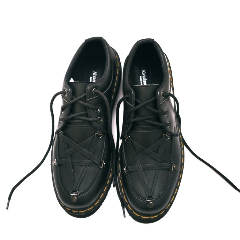 R12 scorpion fullbalck sepatu penny loafers pria hitam boot