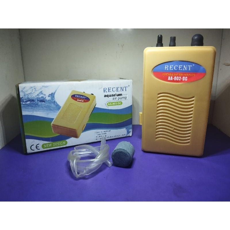 MESIN AERATOR BATERAI/BATTERY 1 LUBANG MERK RECENT AA 002 DC / AERATOR MATI LAMPU AERATOR HIDROPONIK