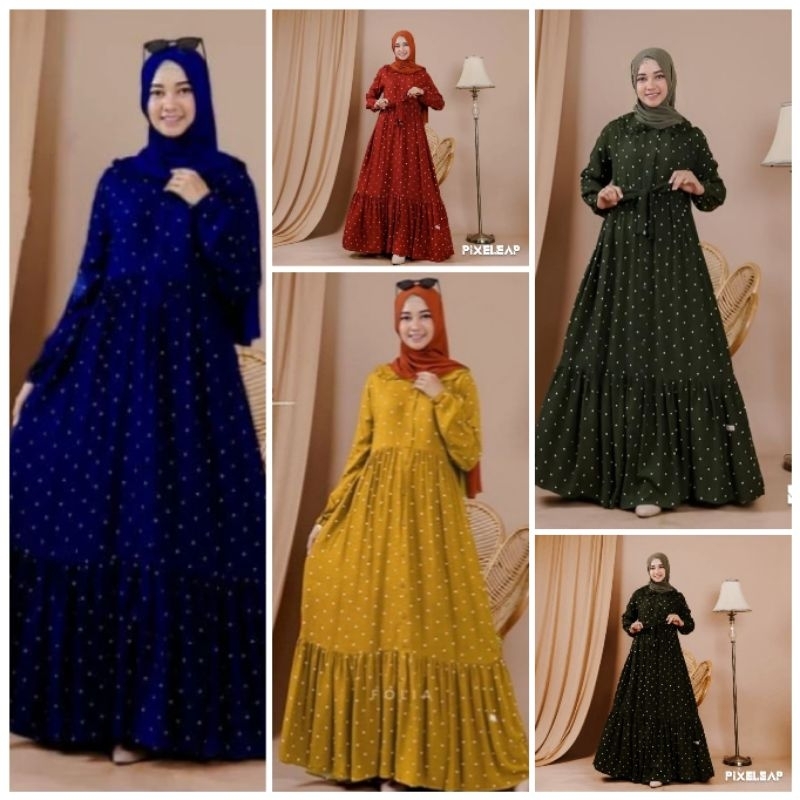 GAMIS POLKADOT / BUSANA MUSLIM / MIDI DRESS