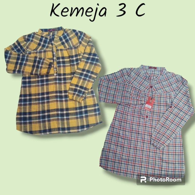 Kemeja 3C Original/Kemeja Kotak/Kemeja Motif/Kemeja Wanita Kotak/Atasan Wanita Garis/Blouse 3C