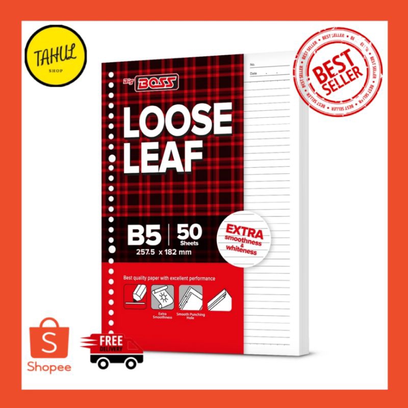 

Isi binder B5 isi 50 Lembar Bergaris BigBoss Loose Leaf