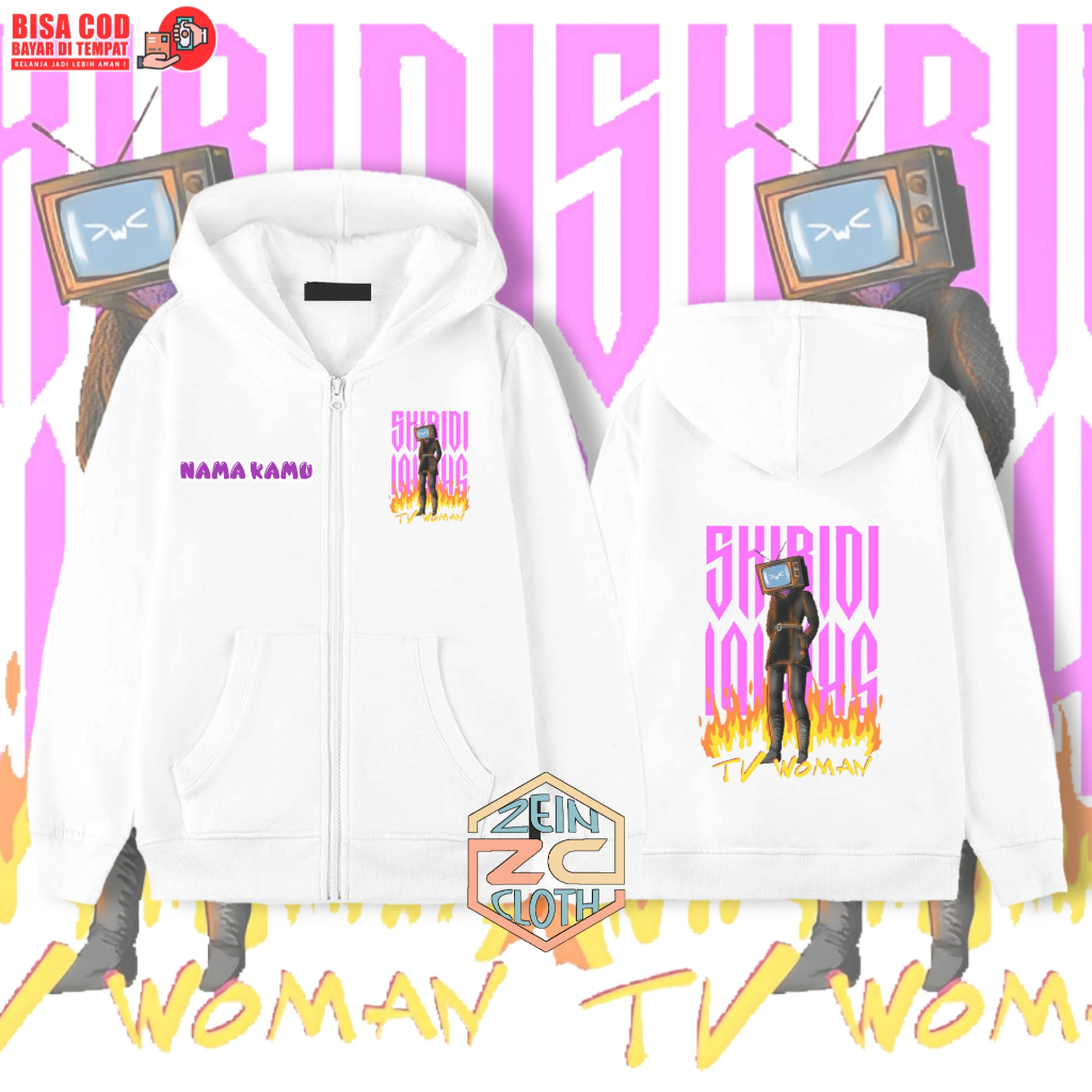Hoodie Zipper Anak Tv Woman Skibidi Toilet / Jaket Resleting