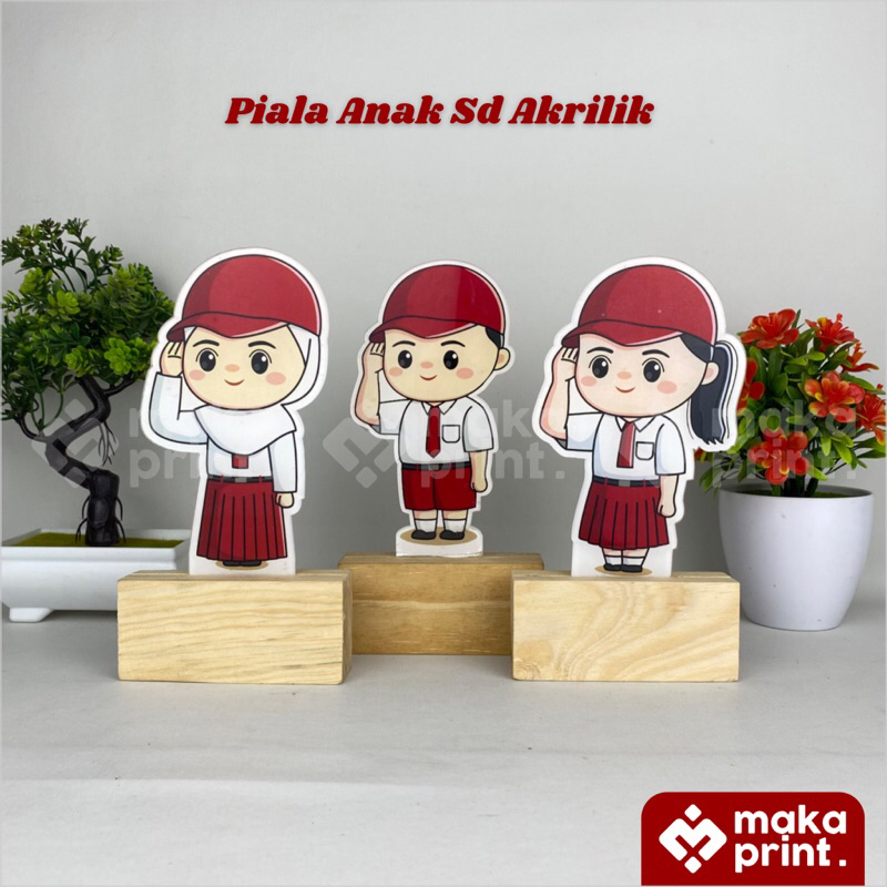 Plakat Akrilik Sekolah (Siswa SD) Tatakan Kayu - Plakat Anak -Plakat Akrilik - Piala Akrilik - Piala