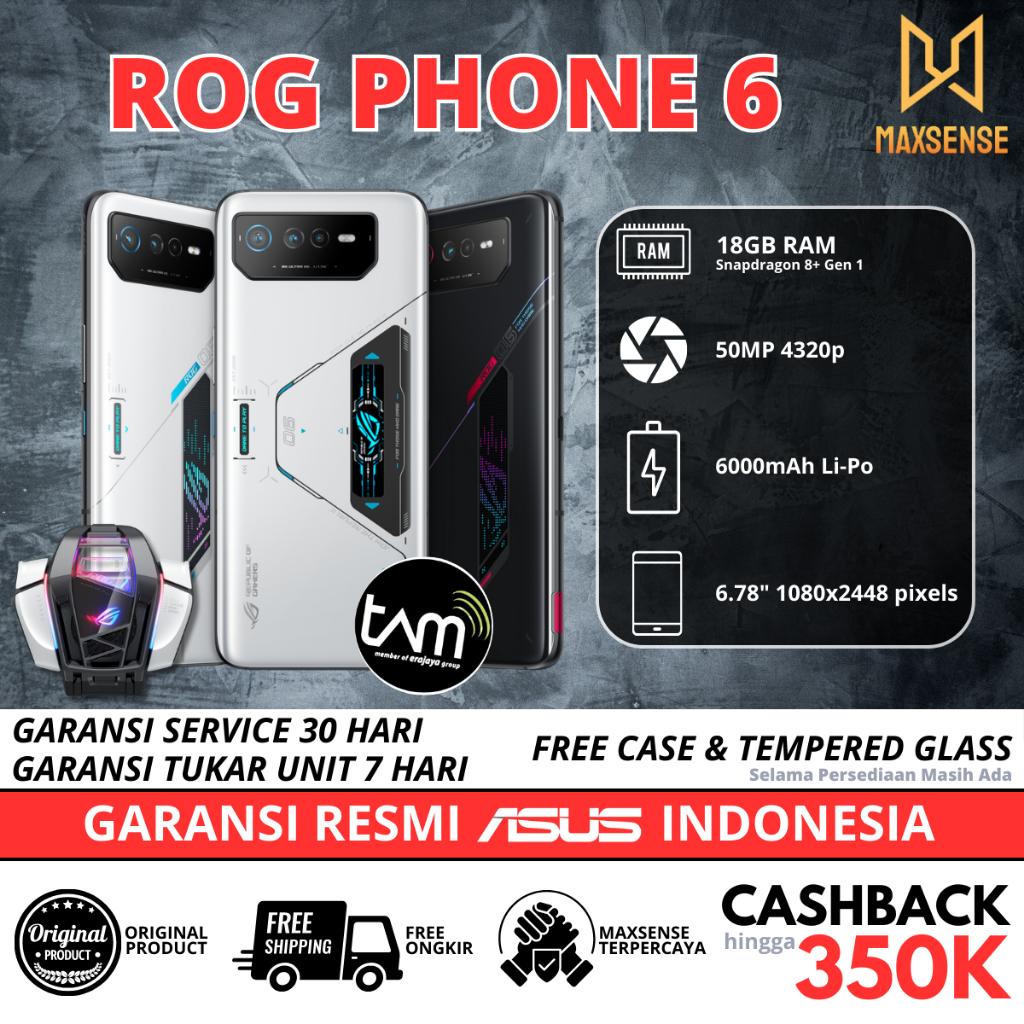 TAM Asus ROG Phone 6 18/512GB Pro 12/256GB Batman 8/256GB Garansi resmi Indonesia Black & White