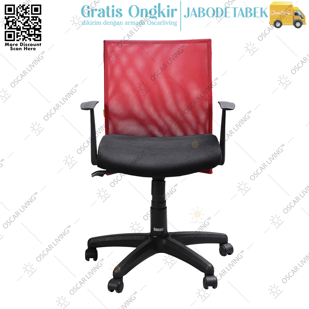 Kursi kantor Donati IPLAY New 1 Kursi Kerja Sandaran Merah Dudukan Hitam [Khusus Jabodetabek]