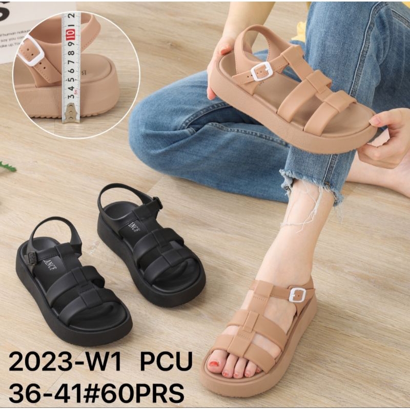 Sandal Gladiator Tali 3 Platform Jelly Simple Wanita Terbaru Balance 2023-W1