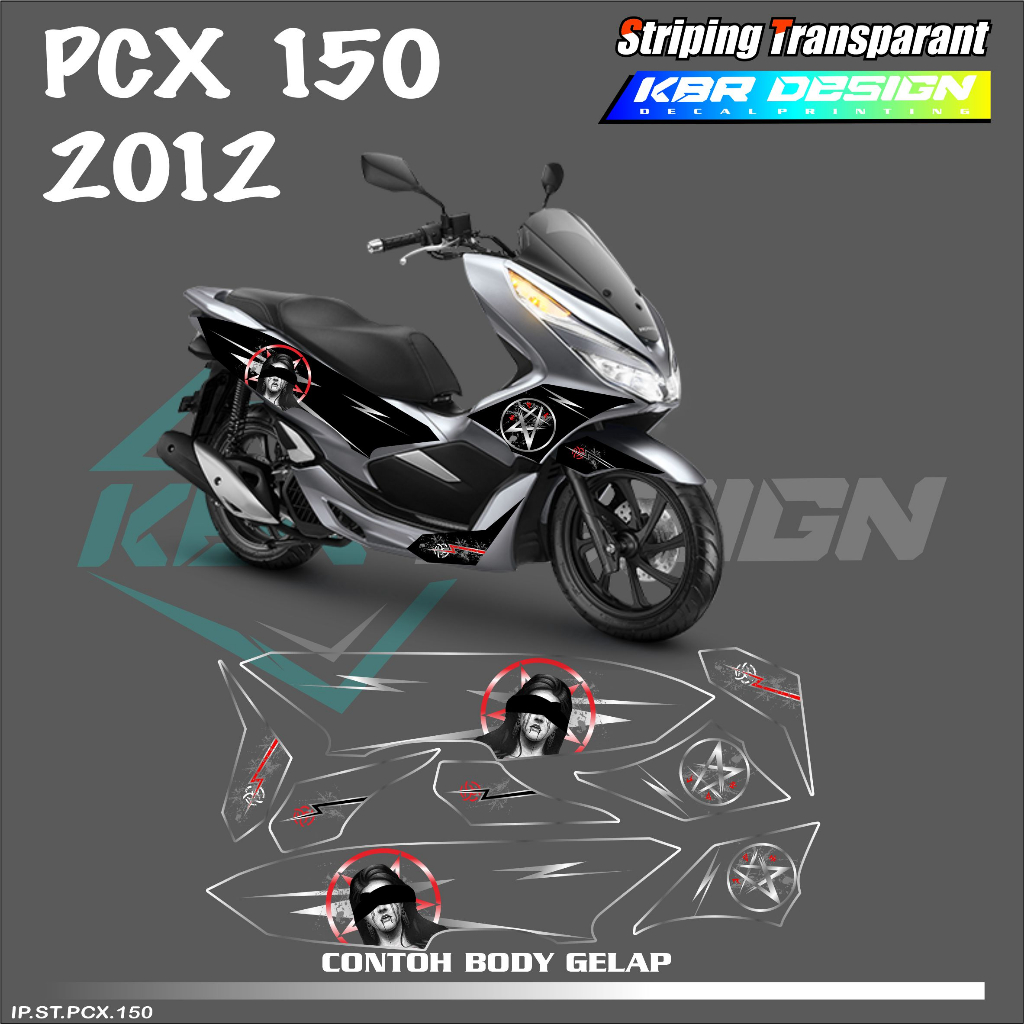 

(COD) STIKER STRIPING MOTOR HONDA PCX 150 2012 STIKER LIST STIKER MOTOR DESAIN RACING HOLOGRAM DAN TRANSPARAN SATANIC BISA COD IP.KODE 001
