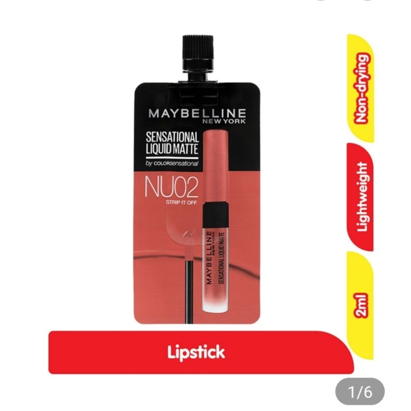 Maybelline Sensational Liquid Matte Sachet NU02  Strip It Off