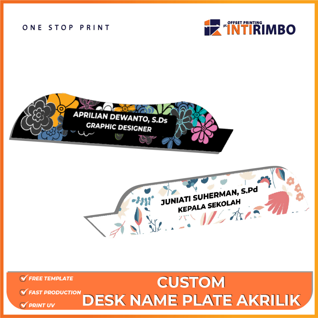 Desk Name Plate Akrilik - Papan Nama Meja Akrilik Print UV