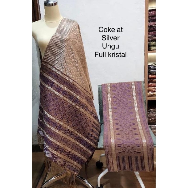 Songket Tumtuman Sarung + Selendang Full Kristal Tanpa Sambungan