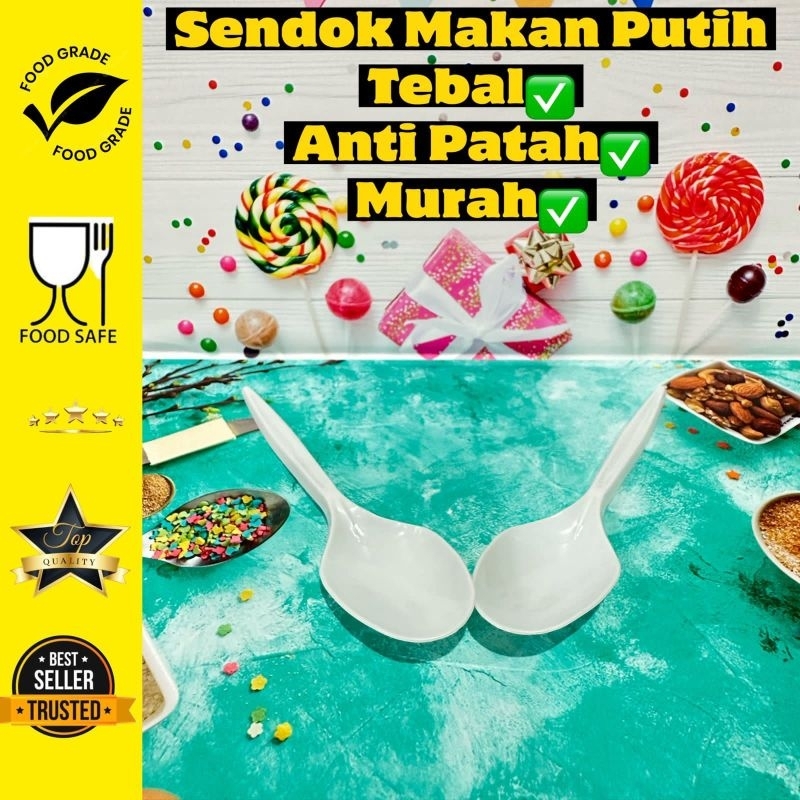 SENDOK MAKAN PLASTIK PUTIH / SENDOK MAKAN PLASTIK / SENDOK PLASTIK / PERALATAN MAKAN / SENDOK
