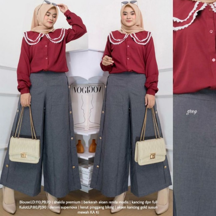 kulot supernova kancing gold susun - celana kulot supernova premium - kulot denim supernova terbaru