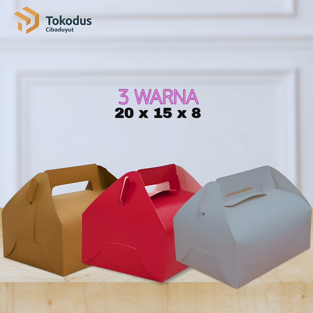 

Papperbox Gable | Box Kue | Box packing makanan jinjing | Dus Kue Kraft | Dus Gabble uk 20 x 15 x 8 cm - Tokodus Cibaduyut
