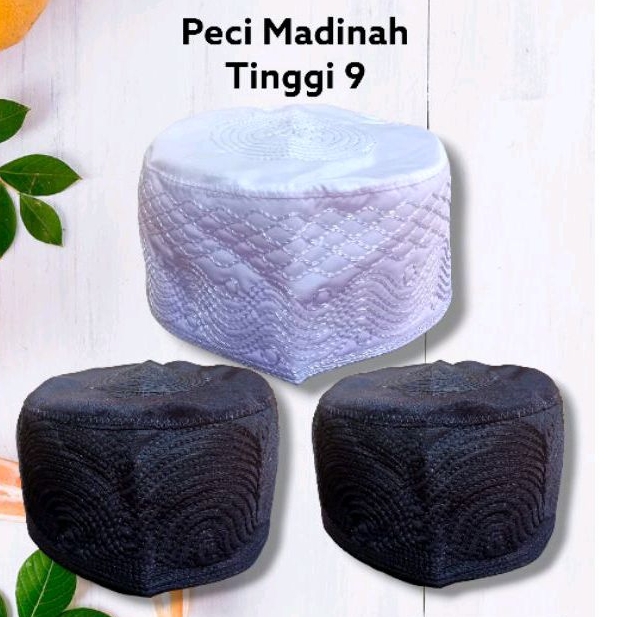 Peci Madinah Tinggi 9 Songkok Haji Kopiah Putih Marawis