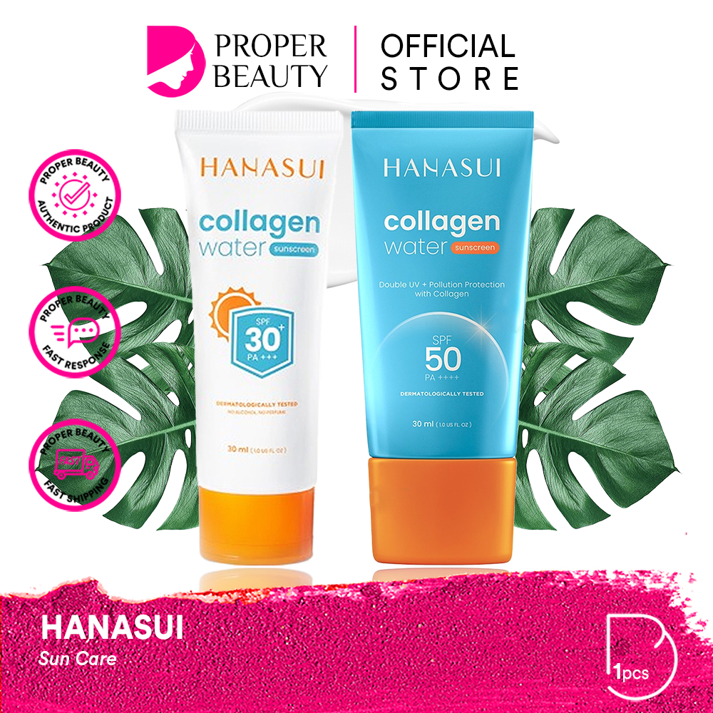 HANASUI Sun Care Indonesia / Skincare UV Shield Sunblock Protection / Collagen Watery Sunscreen SPF 