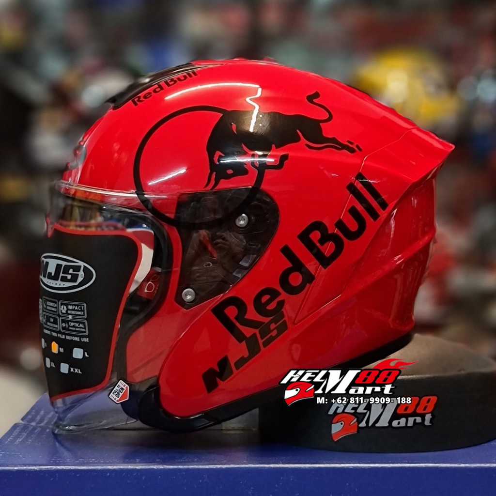 NJS KAIROZ Stiker REDBULL Helm Half Face