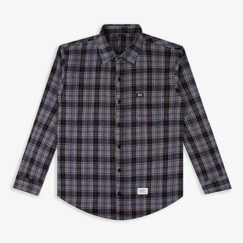 Kemeja Flanel Geof - Their Misty cream black strip | kemeja | Flanel