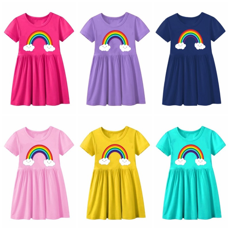 Dress Anak Perempuan Daster Anak Perempuan Motif Pelangi