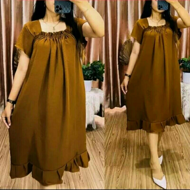daster fuji crinkle kerut dada lengan pendek