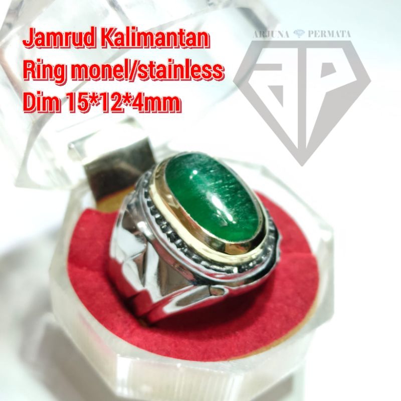 CINCIN BATU PERMATA JAMRUD KALIMANTAN ASLI NATURAL RING MONEL