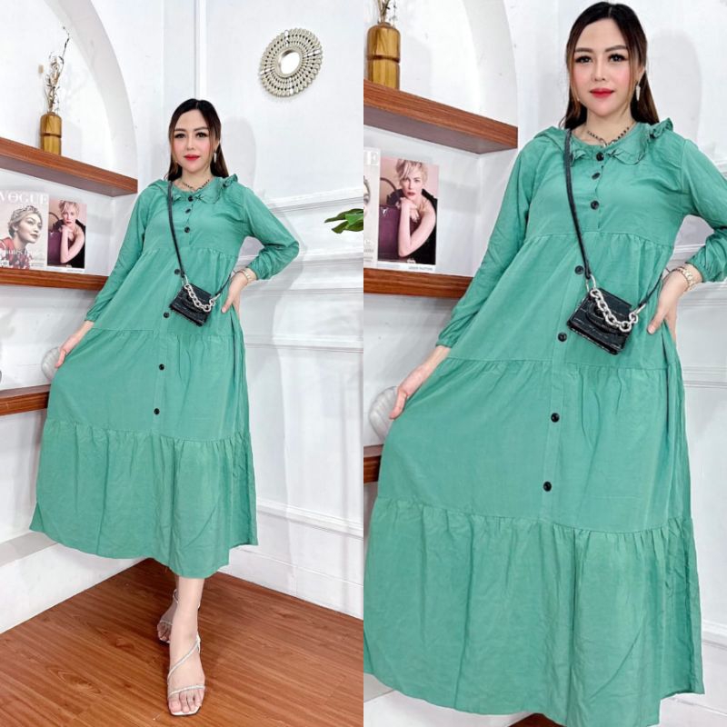 GAMIS SUSUN POLOS RAYON PREMIUM MODEL KANCING DEPAN BUSUI LD 110