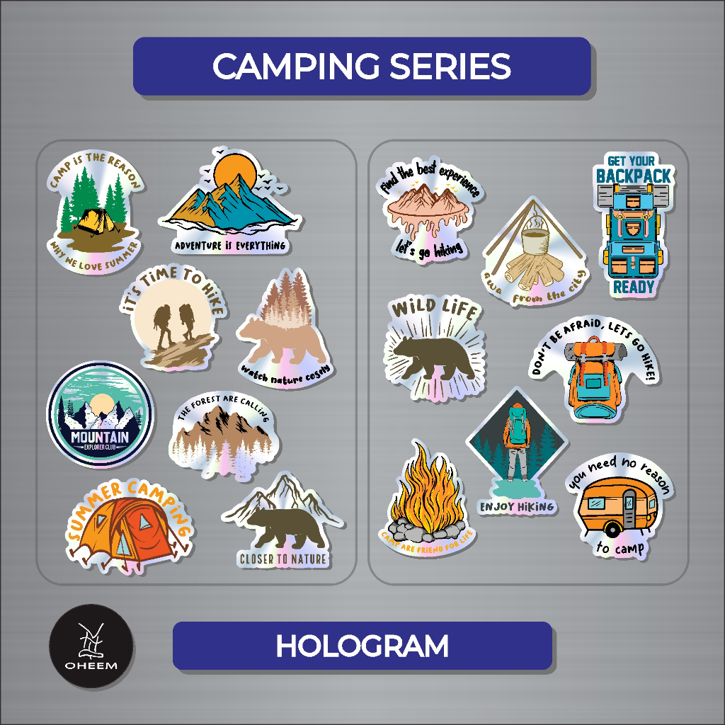 

STIKER PACKAGE Hologram CAMPING Ukuran A5 dapat 8 pcs sticker Hp, Laptop, & Motor