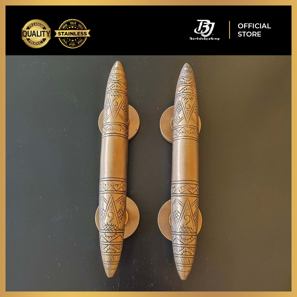 Handle Pintu Kuningan Mewah / Gebyok Pegangan Pintu  Brass Door Pull Torpedo Bali 20 cm