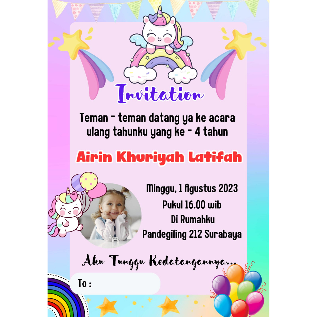 UNDANGAN ULTAH ANAK CUSTOM