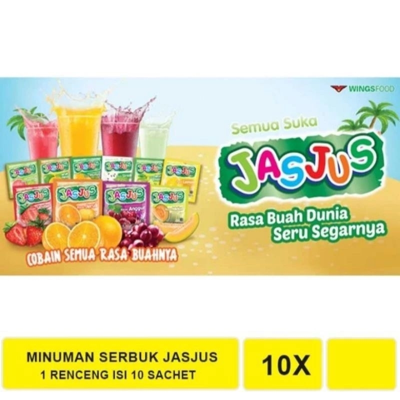 

JASJUS minuman serbuk aneka rasa harga per renteng isi 10 sachet