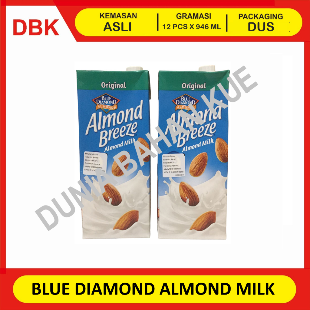 

BLUE DIAMOND ALMOND BREEZE 946 ML-1 DUS 12 PCS / ALMOND MILK ORIGINAL / SUSU ALMOND