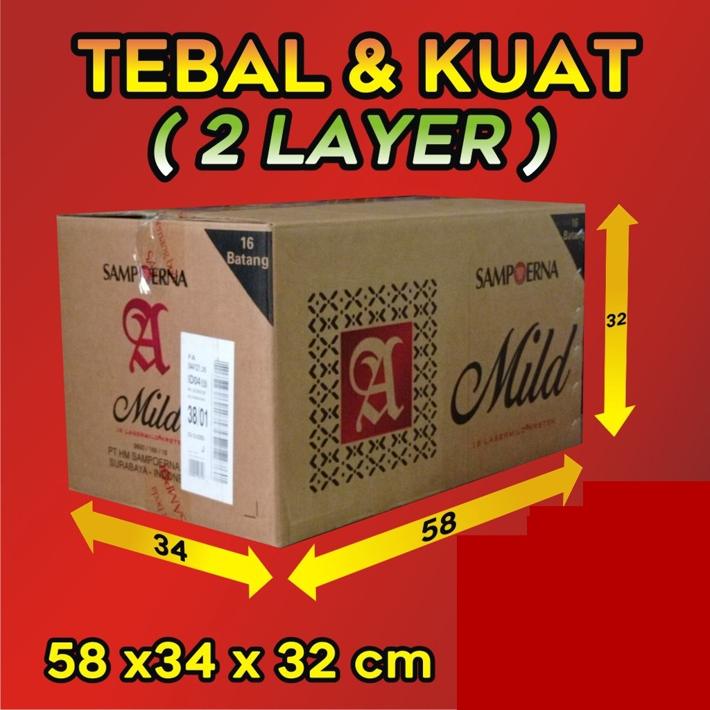 Kardus bekas rokok size 58 x 34 x 32 (2 ply)