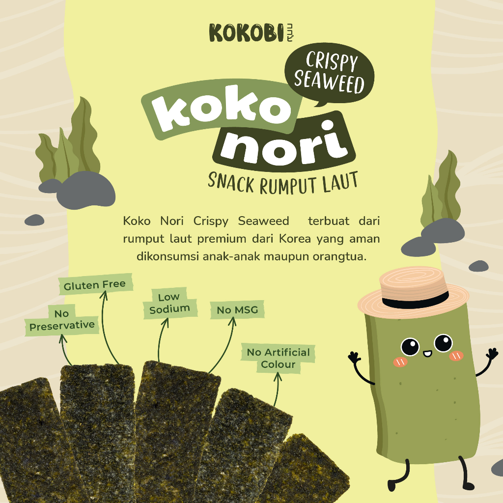 

RB Koko Nori Crispy Seaweed 20gr - Kokobi Snack Rumput Laut Sehat