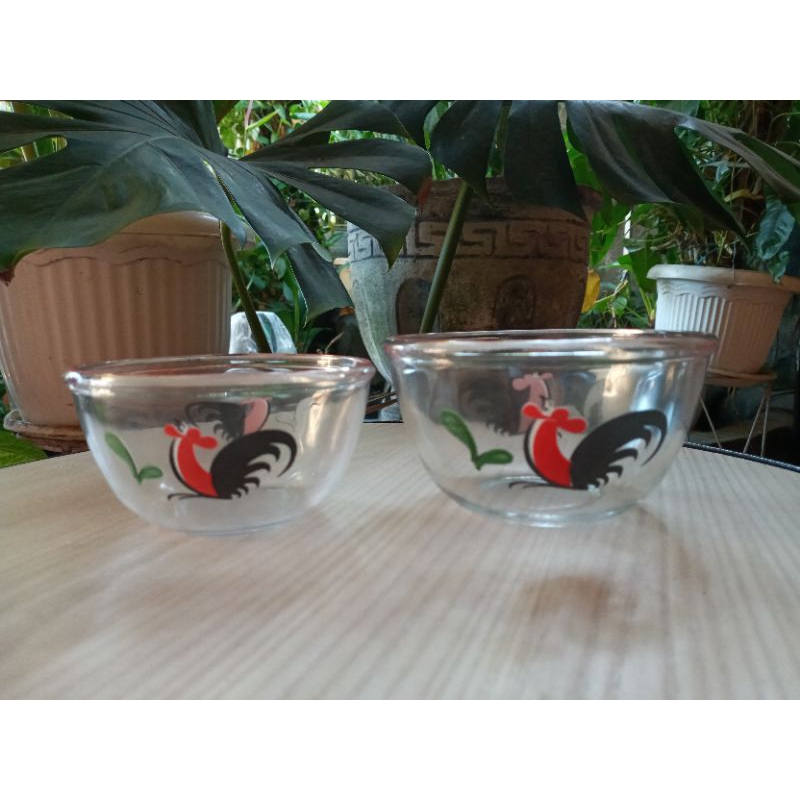 Mangkok Kaca Ayam Jago Tanpa Tutup Mangkok Souvenir Mangkok Sambal