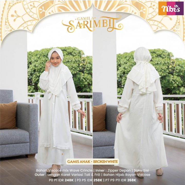 SETELAN GAMIS ANAK GAMILA BROKEN WHITE ORIGINAL NIBRAS FASHION DRESS BAJU BUSANA MUSLIM PEREMPUAN BA