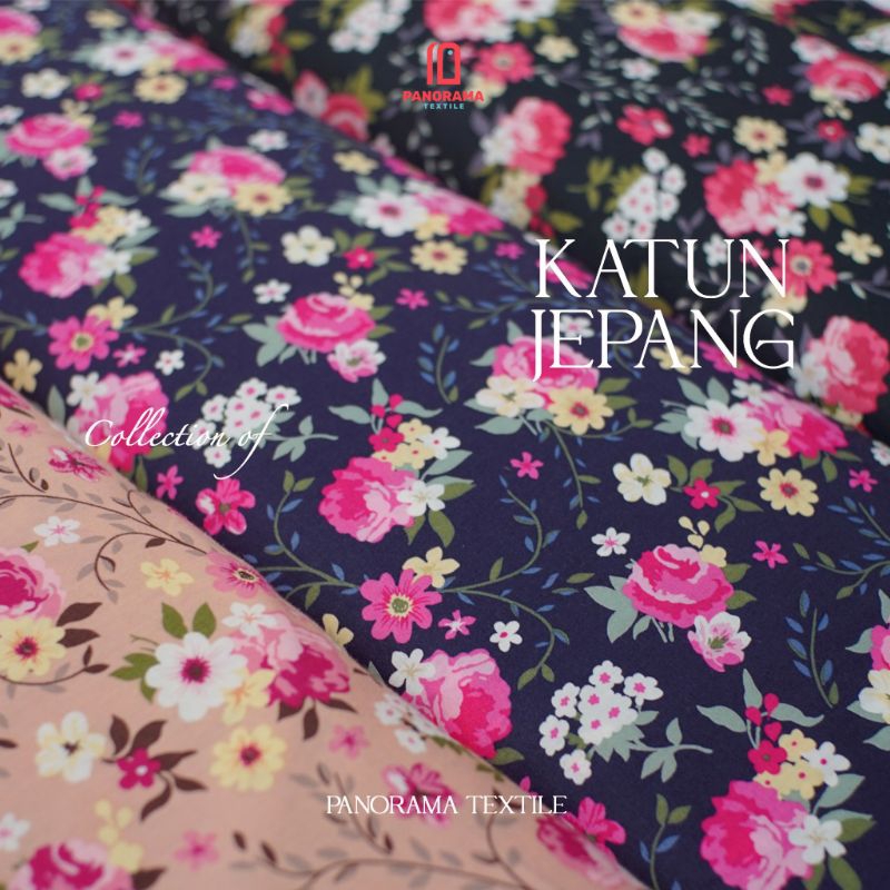Kain Katun Jepang Motif Bunga / Lebar 150cm