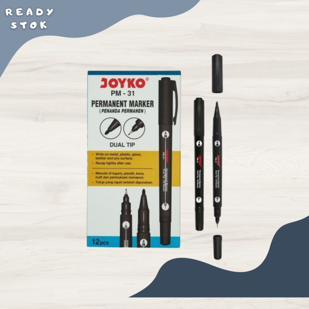 

Permanent Marker PM-31 JOYKO / Spidol Permanent Dual Tip PM-31 (Black)
