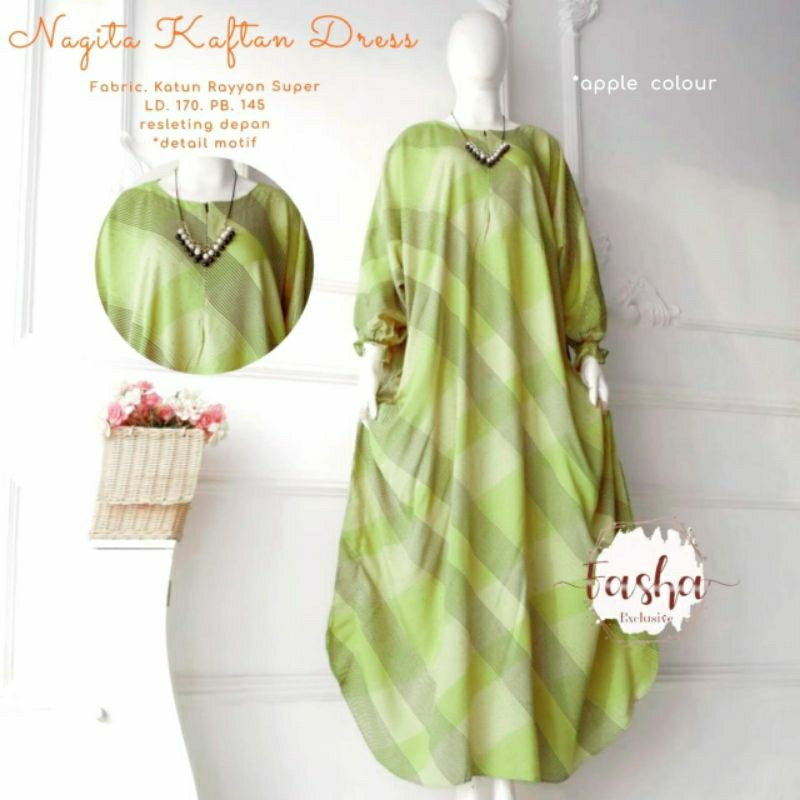 NAGITA KAFTAN DRESS ORI BY FASHA // GAMIS KAFTAN KATUN RAYON MOTIF TERMURAH