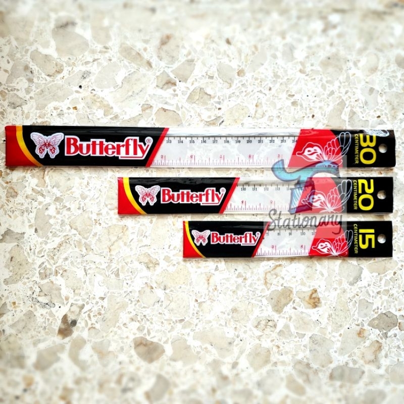 

Penggaris Butterfly 15/20/30 cm (Plastic Ruler).