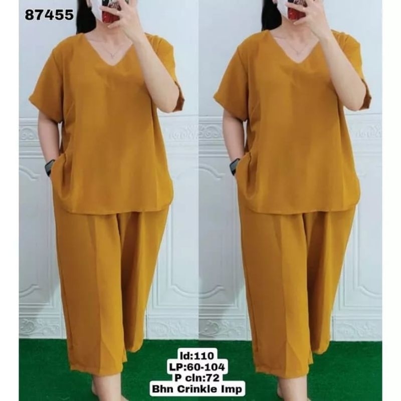 SETCEL ANDIN PENDEK CRINKLE PREMIUM KEKINIAN