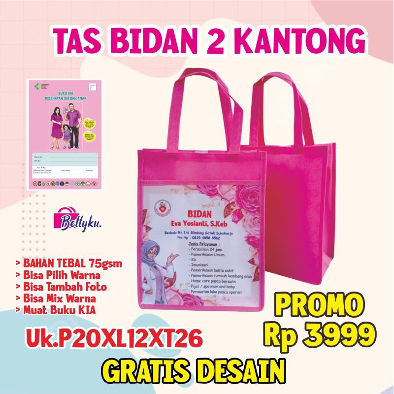 

TAS SOUVENIR BIDAN KANTONG - TAS BIDAN MURAH 2 KANTONG