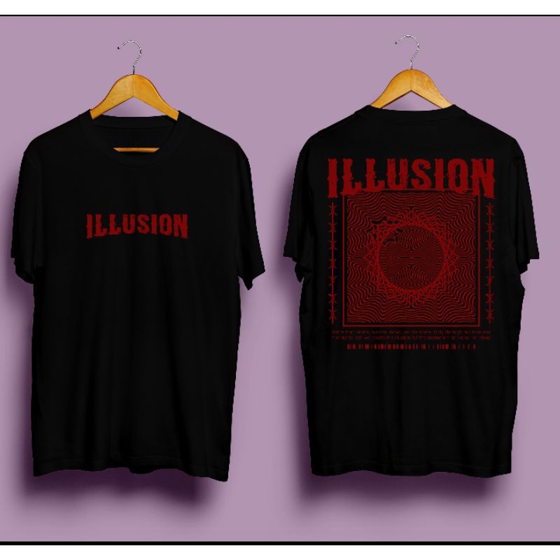 KAOS PRIA WANITA/KAOS KEREN/KAOS MURAH/-ILLUSION HITAM