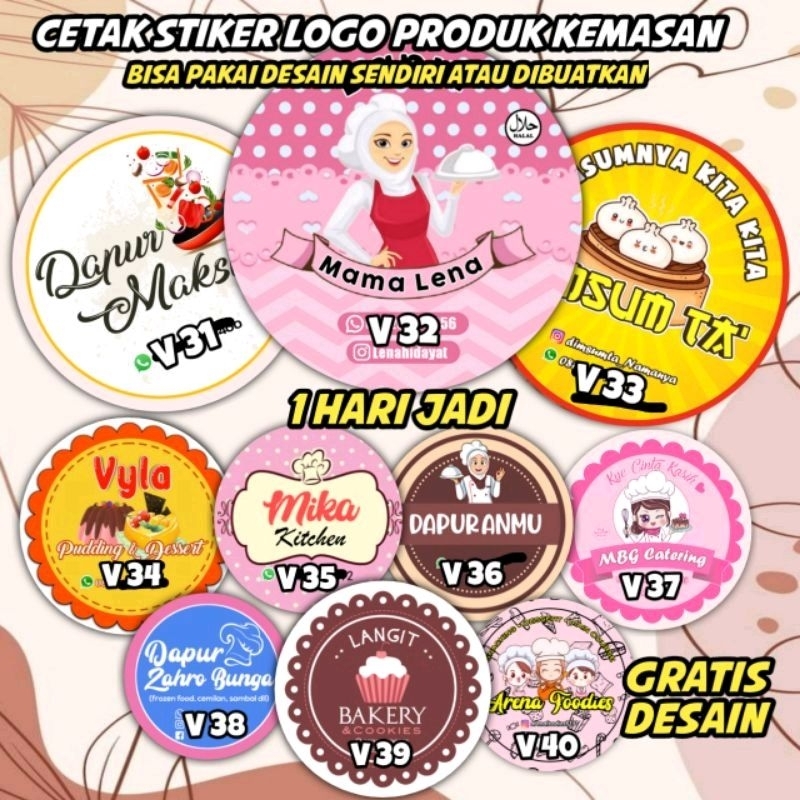 STIKER LABEL STICKER LOGO BULAT CUSTOM | GRATIS DESAIN  TANPA MIN ORDER| 1 HARI JADI | STIKER KUE | 