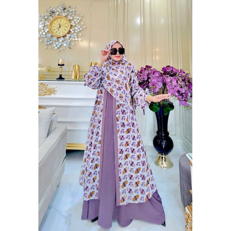Aurel set syari outer dan Hijab 3 in 1 original arsy hijab